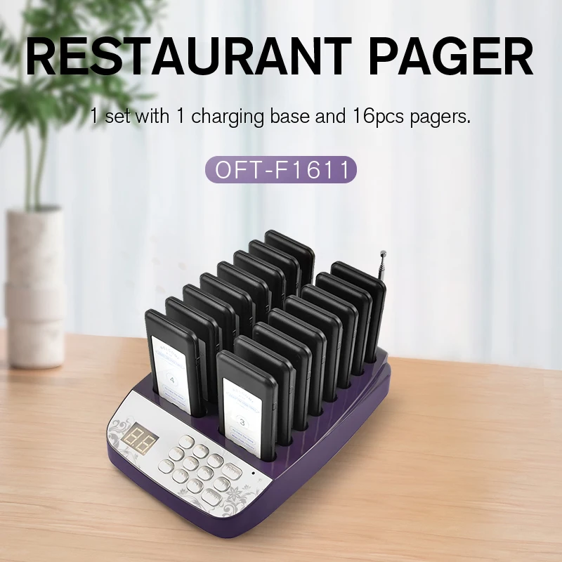 Restaurant pager, restaurant buzzer system, long range, for food trucks, church cafes