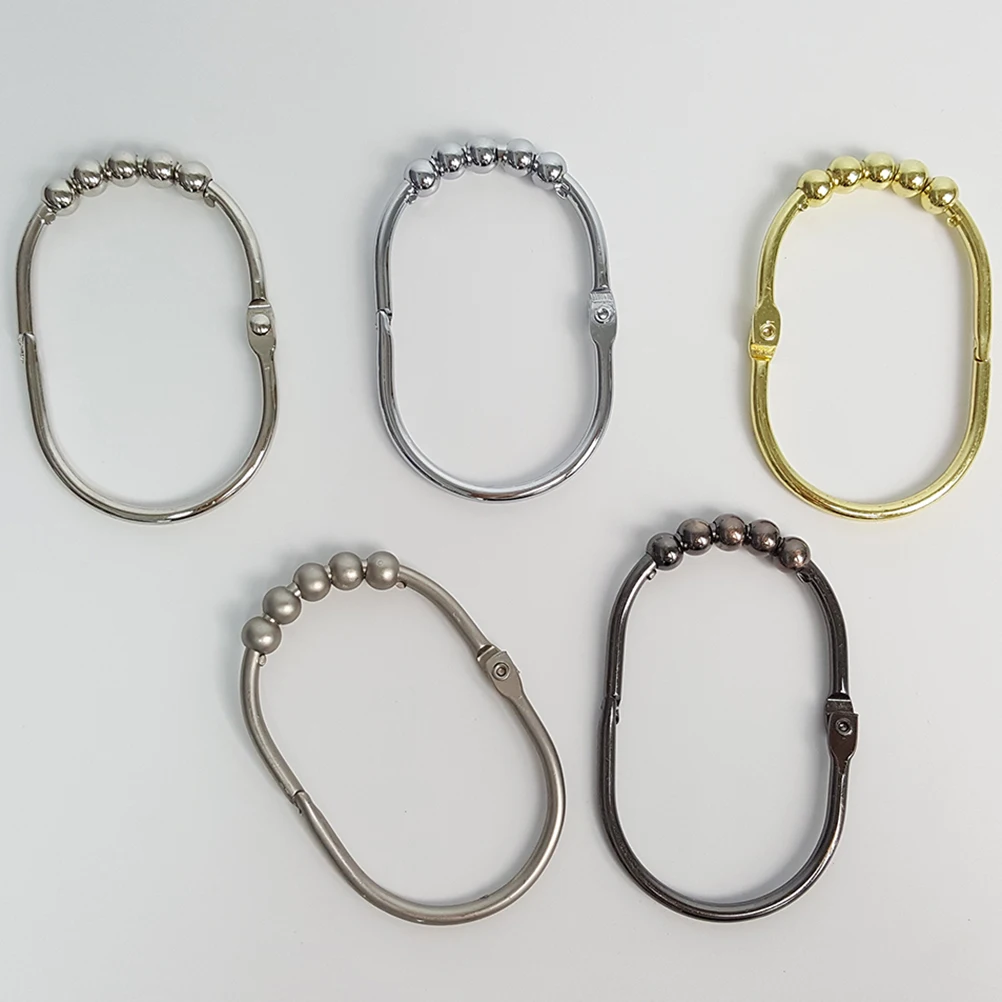 

12pcs Shower Curtain Hooks Rustproof Stainless Steel Wide Heavy Duty Bathroom Gliding Rings Corrosion-Free Metal Hooks For Liner