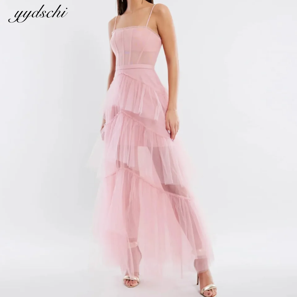 

Lllusion Elegant Backless 2023 New Style Custom 2023 Vintage Chiffon Tiered Ruffle Tulle Evening Dresses Gown Sexy For Women