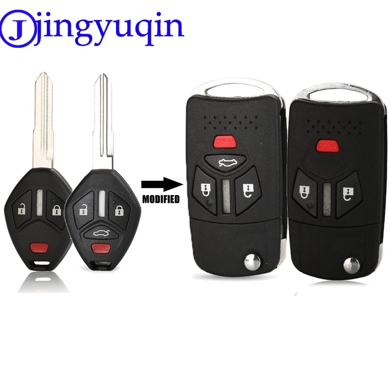 jingyuqin Modified Car Key Case Cover For Mitsubishi Lancer Outlander Endeavor Galant MIT11R Blade Key Shell 3/4 Buttons Folding