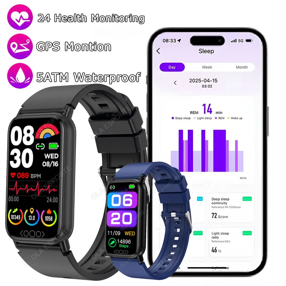 

2026 New Women Smart Bracelet Sports Band Stress Test HRV Health Monitor Waterproof Pedometer Women Smart Watch for Android iOS