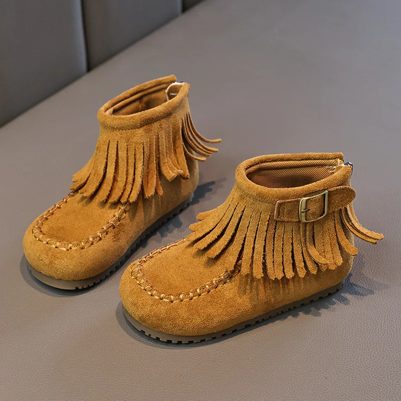 

New Fashion Children Boots Girls Tassel Short Booties Faux Suede Boots Princess Girls Boots Autumn Winter Kids Shoes