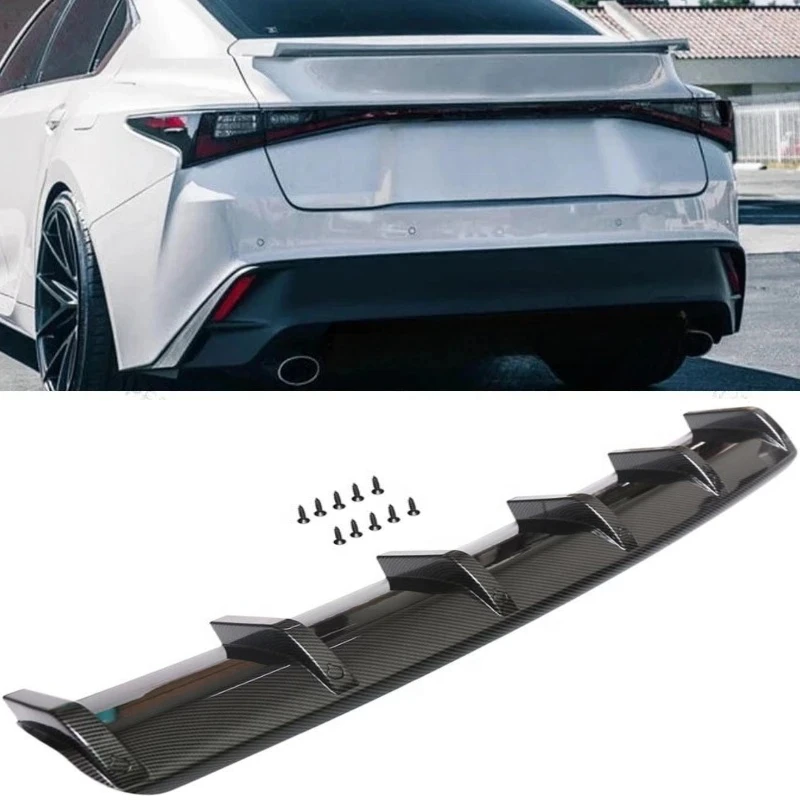 Car Rear Bumper Shark Diffuser Lip Spoiler Splitter Fins For L-exus IS250 IS350 F Sport Air Dam Chin Lip Gloss Black