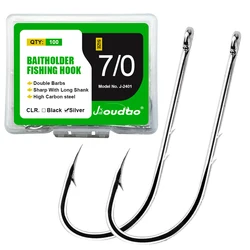 Fishing Hooks 100Pcs Baitholder Bait Hook High Carbon Steel Long Shank Fishing Hooks with 2 Baitholder Barbs Size 1/0-8/0