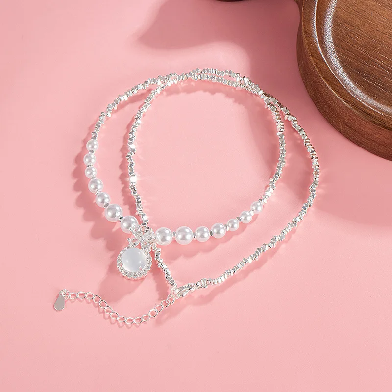 Shijia Pearl Broken Silver Escape Princess Necklace Women's Korean Version Temperament Elegant Advanced Collarbone Chain