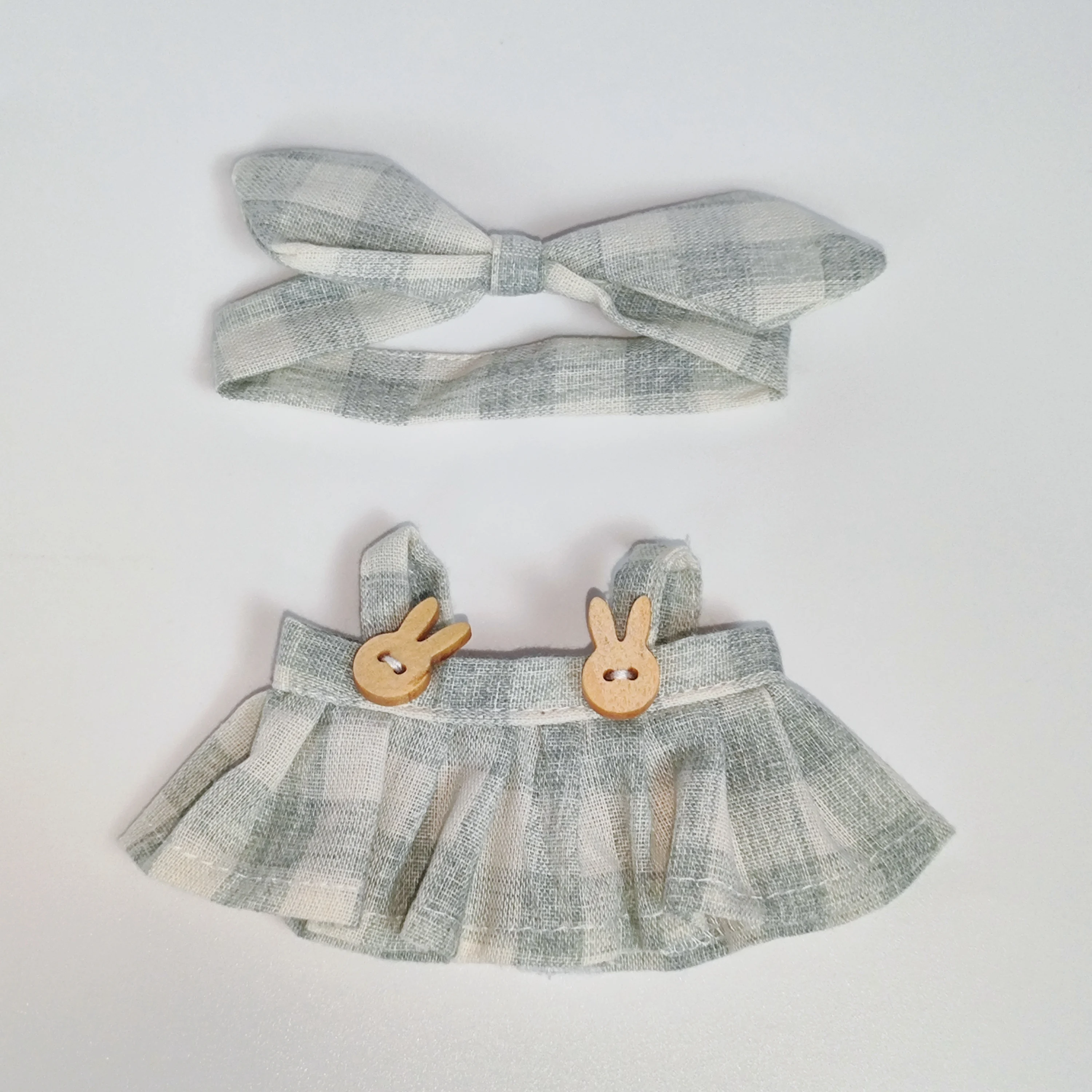 Mini Plush Doll'S Clothes Outfit Accessories For Labubu Idol V1 V2 sitting party Candy plaid skirt headband set Clothing Gift