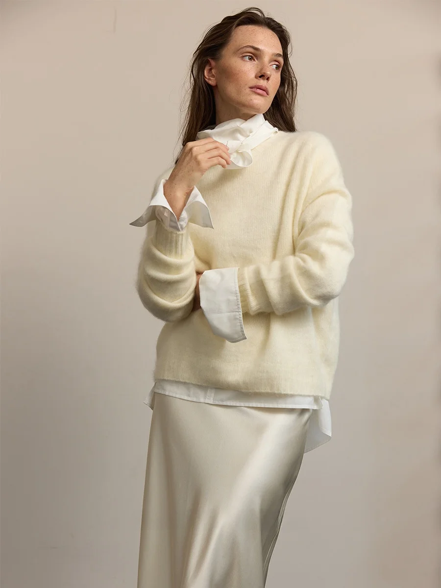 

Коврик Whitecube Lazy Classic круглый Ne Wool Brued Cloud бархатный трикотаж женский свободный крой мягкий длинный све Camere B...