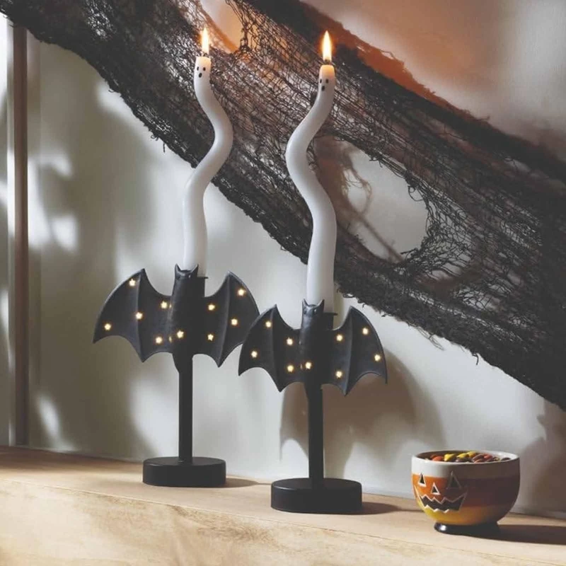 Twinkle Bat Candle Holder Resin Bat Candlestick For Halloween Party Bar Decoration Art Crafts For Home Decor