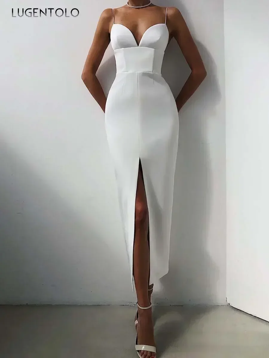 Đảng Đầm Ôm Gợi Cảm Không Tay Ngực Bọc Đế Quốc Áo Nữ Spaghetti Dây Chia Dĩa Xuân Hè Áo Dài