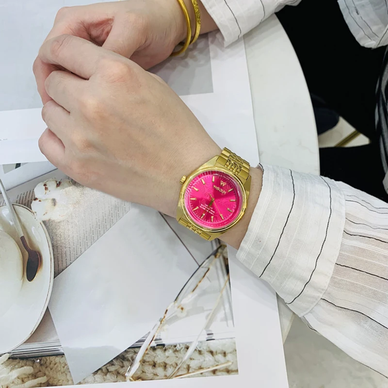 

Модные женские часы, кварцевые часы, роскошные женские часы с простым циферблатом, роскошные цветные женские часы, водонепроницаемые светящиеся часы для женщин