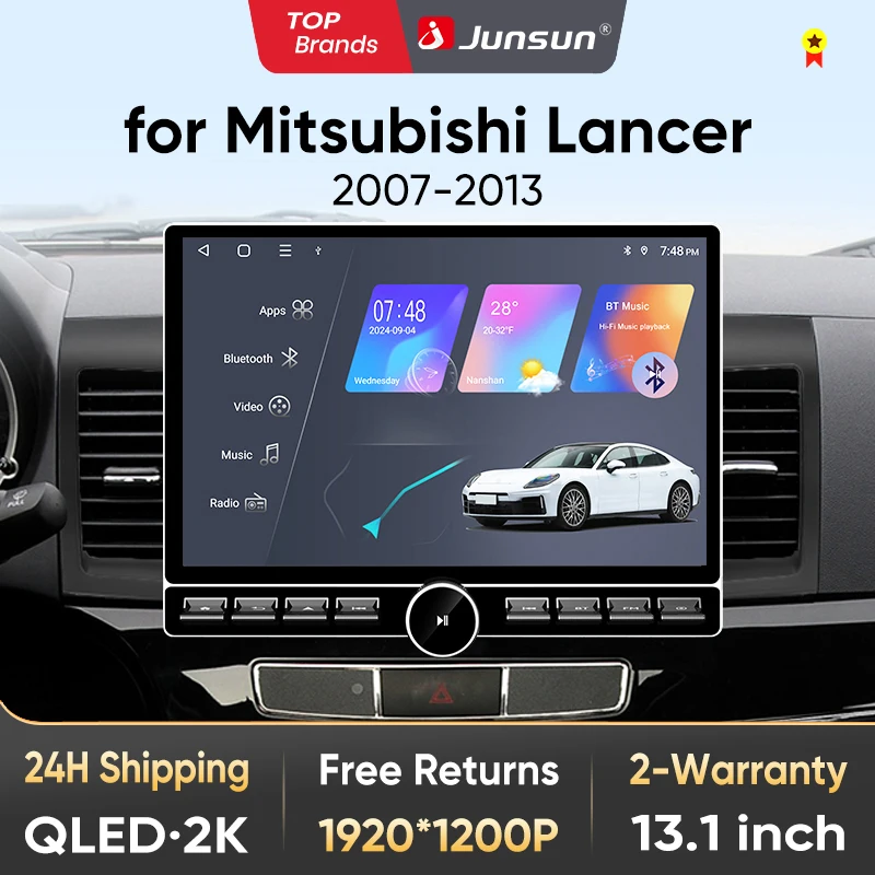 Junsun 13,1″ QLED Wireless CarPlay Android Auto Autoradio für Mitsubishi Lancer 2007-2013 Intelligente Systeme DSP SWC RDS GPS FM