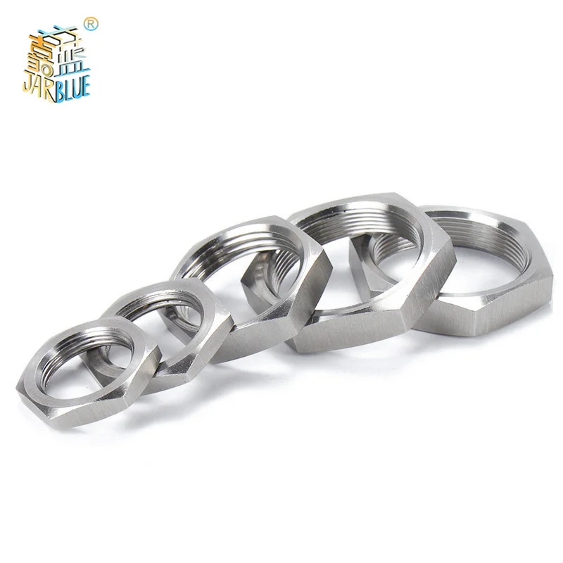 5pcs/lot 304 Stainless Steel Hex Lock Nut Pipe Fitting M8 M10 M12 M14 M16 M18 M20 M22 M24 M25- M40 Pitch 1mm 1.5mm Metric Female