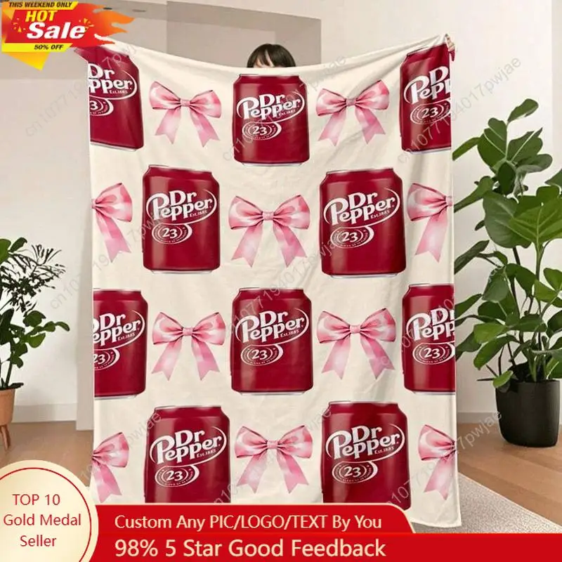 

Unique Dr. Pepper Print Blanket Ultra-Soft Comfortable Sofa Or Bed Blanket Vibrant Digital Print Custom blankets