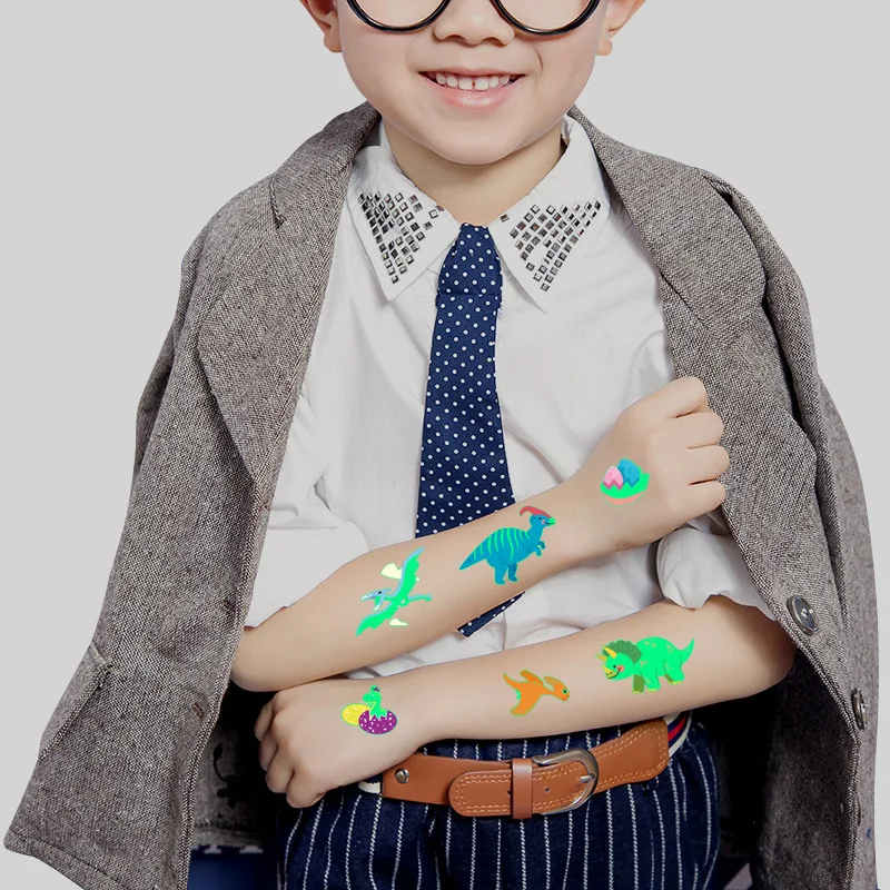 Children\'s Temporary Tattoos Cartoon Unicorn Luminous Tattoo Kids Boy Body Art Glitter Child Tattoo Sticker Waterproof Fake