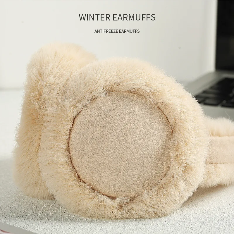 1PC Winter Fashion Warm Plush Earmuffs: Foldable Faux Fur & Soft Suede, Cold-Proof