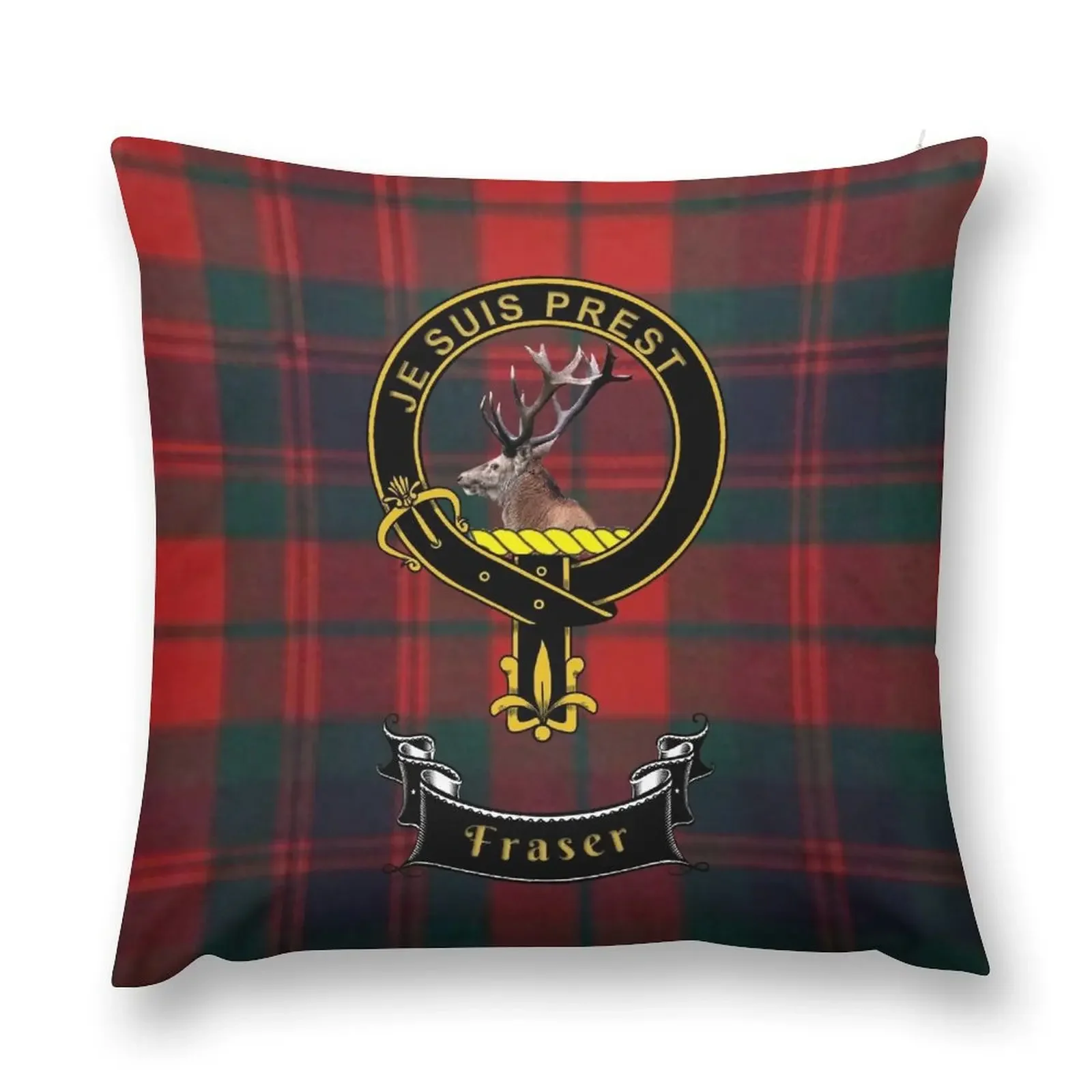 Scottish Fraser Clan Tartan and Crest Throw Pillow Decorative Cushion Cover Christmas Covers pillow