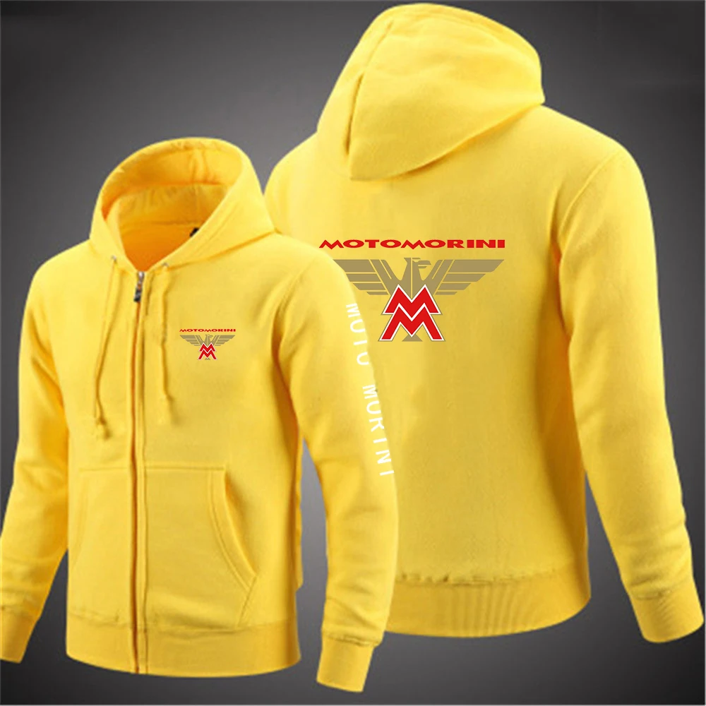 2024 primavera autunno uomo Moto Morini Logo stampa popolare manica lunga tinta unita cerniera allentata felpe con cappuccio in cotone di alta qualità