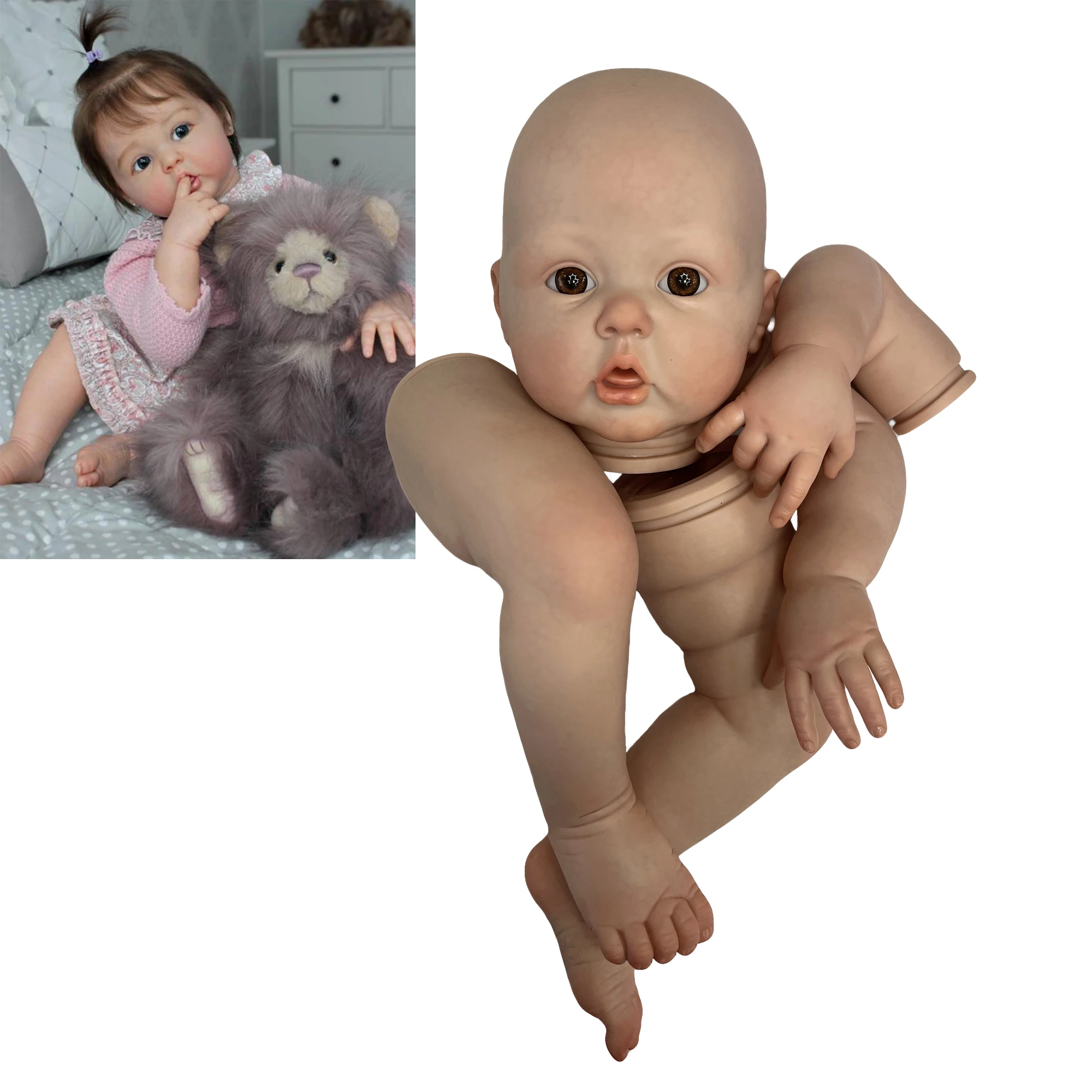 60cm Erin Painted Reborn Doll Kits Open Eyes Unfinished Soft Vinyl Bebe Newborn Doll Muñecas Kit Reborn Sin Pintar