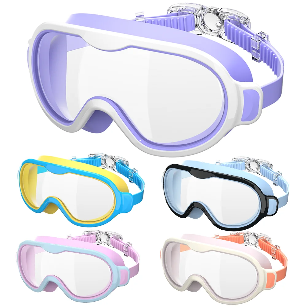 أطفال نظارات السباحة إطار كبير رؤية واسعة رؤية واضحة مكافحة الضباب المضادة للأشعة فوق البنفسجية لا تسرب مقاوم للماء سريعة قابل للتعديل الطفل سن 6-15