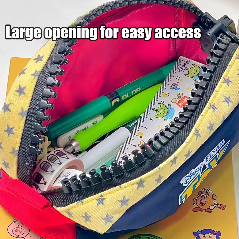 Disney Toy Story Alien Pencil Bag Cartoon Anime Large Zip Stationery Bags Student Large Capacity Canvas Pen Case Storage Pouch