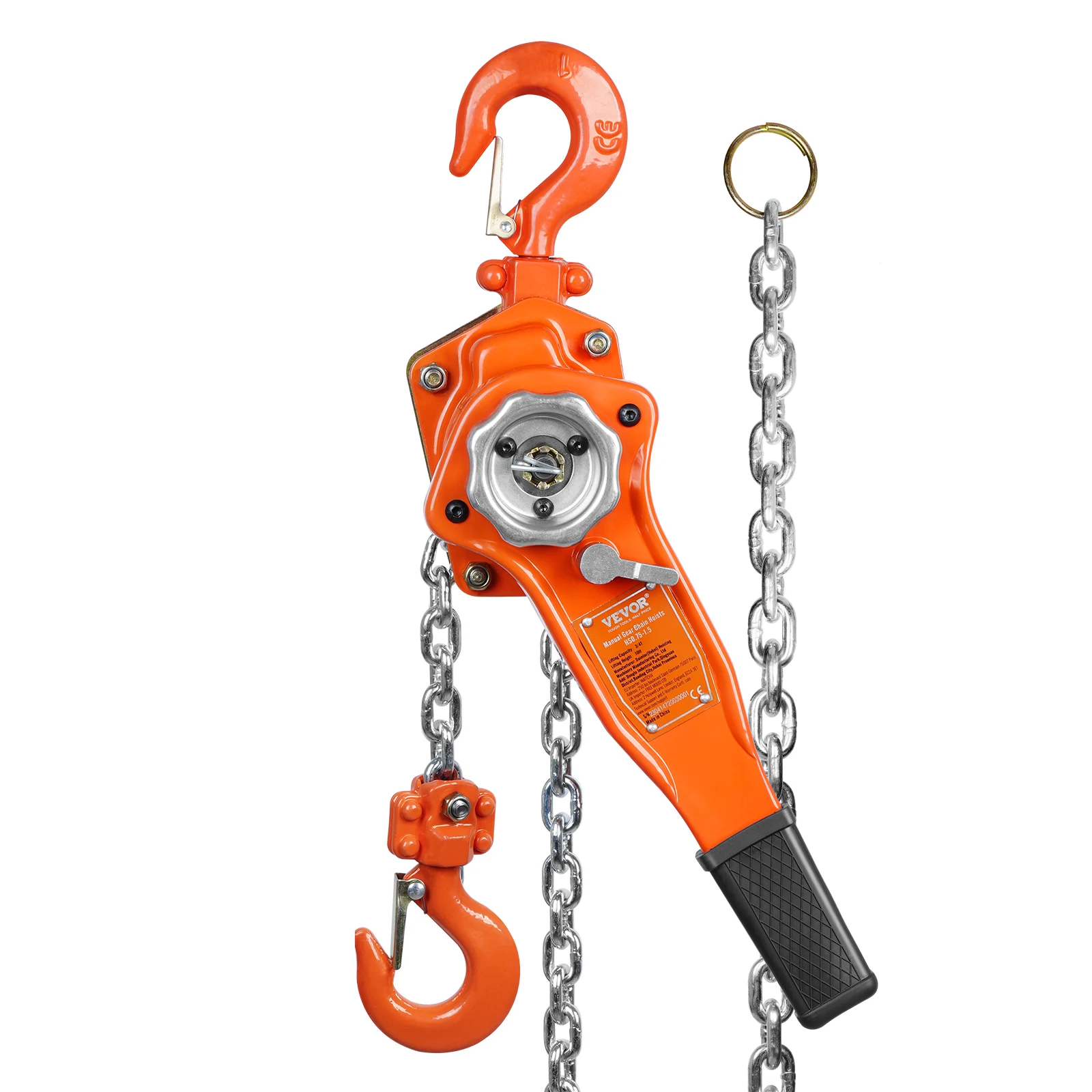 VEVOR Manual Lever Chain Hoist 2.8m Lifting Altitude Chain Hoist W/Auto Chain Leading&360° Rotation Hook for Garage Factory Dock