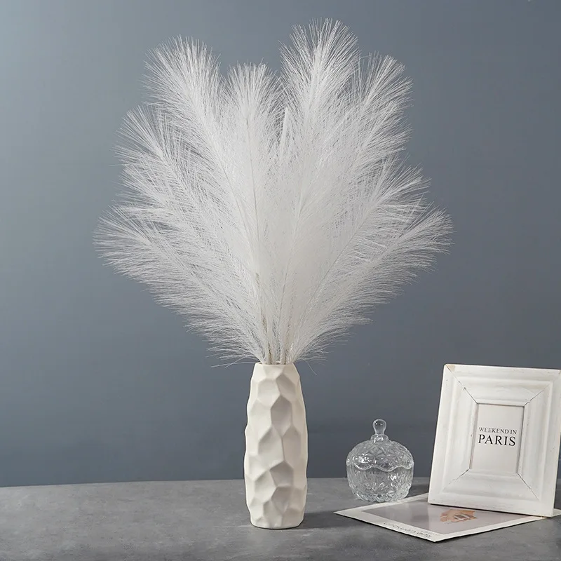 45cm 7-Fork Imitation Reed Pampas Grass Wedding Home Arrangement Pink Milky White Brown Black Artificial Reed Artificial Flowers