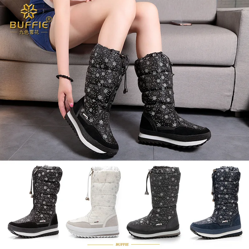 Women Boots Winter Thick Woolen Flat Warm Waterproof Snow Boots Ankle Platform Boots Non-Slip Comfortable Ladies Footwear