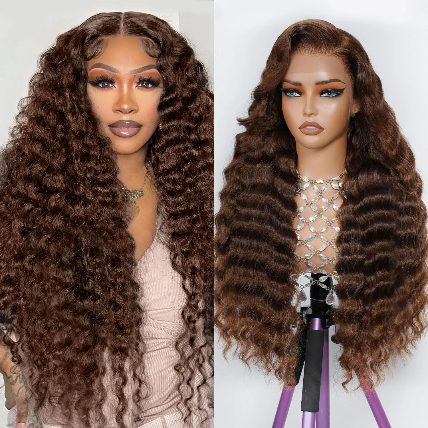 

Loose Deep Wave Lace Front Human Hair Wigs 5x5 Wear and Go Glueless Wigs Brazilian Pre Plucked HD Transparent Lace Wigs