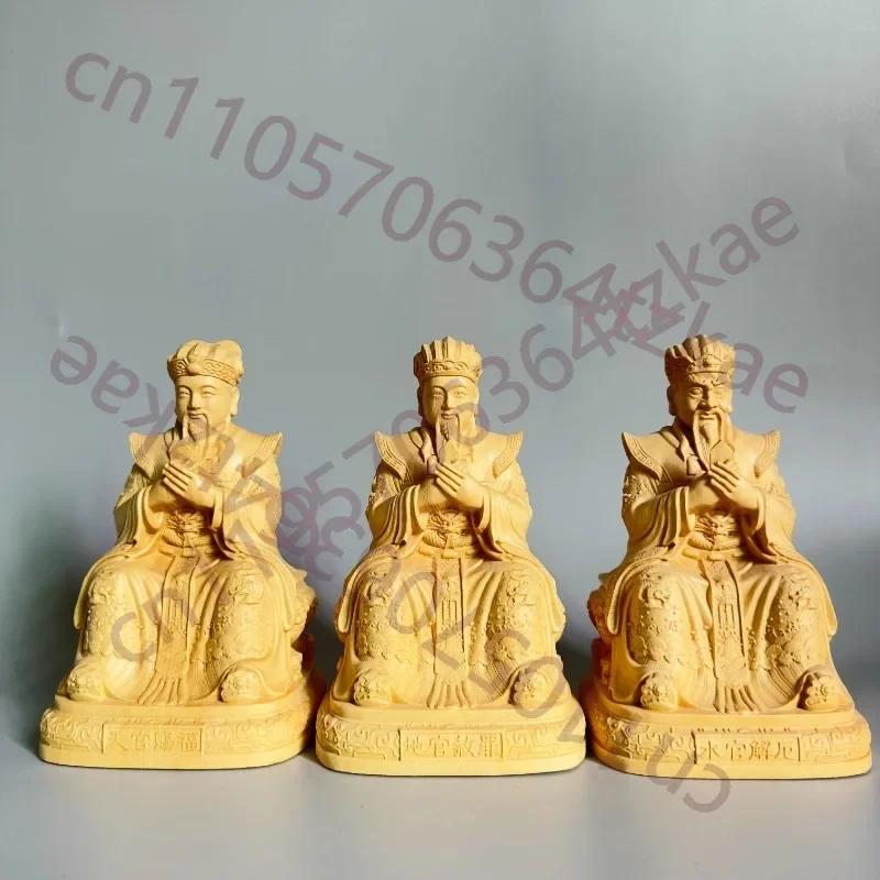 Finely Carved Three Imperial Taoist Deities Statue Set, Heavenly, Earthly, Water Officials, Auspicious Home Decor, Feng Shui