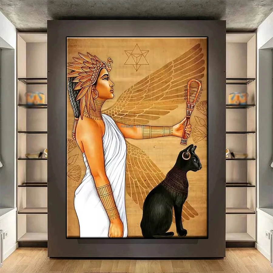 Diamant-Stickerei-Bild, Retro-Ägyptische Königin von Strasssteinen, Diamant-Gemälde, voller Bohrer, Mosaik, Kreuzstich, Wandkunst