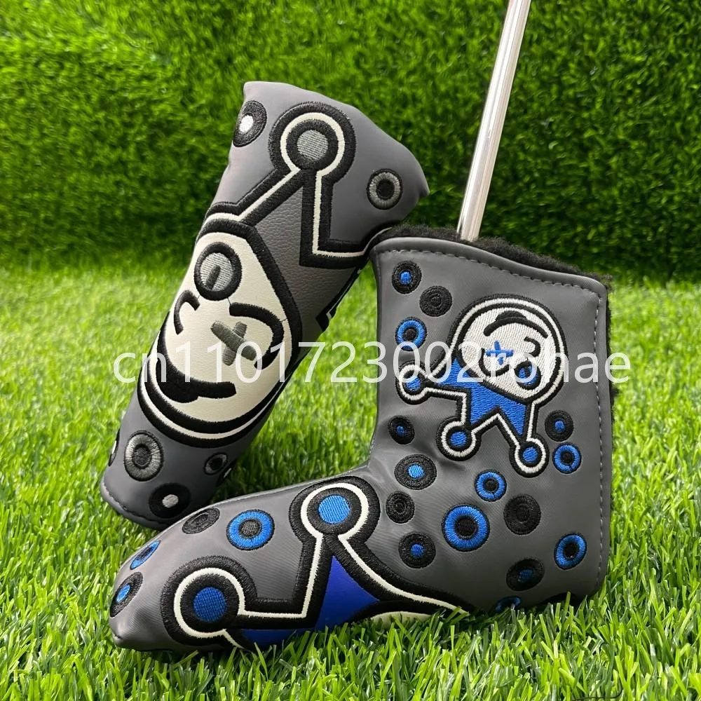 

Golf Putter Cover Artisan Embroidered Mallet Cover - Jester Snowman Design on Premium PU Leather, L-Style Protector