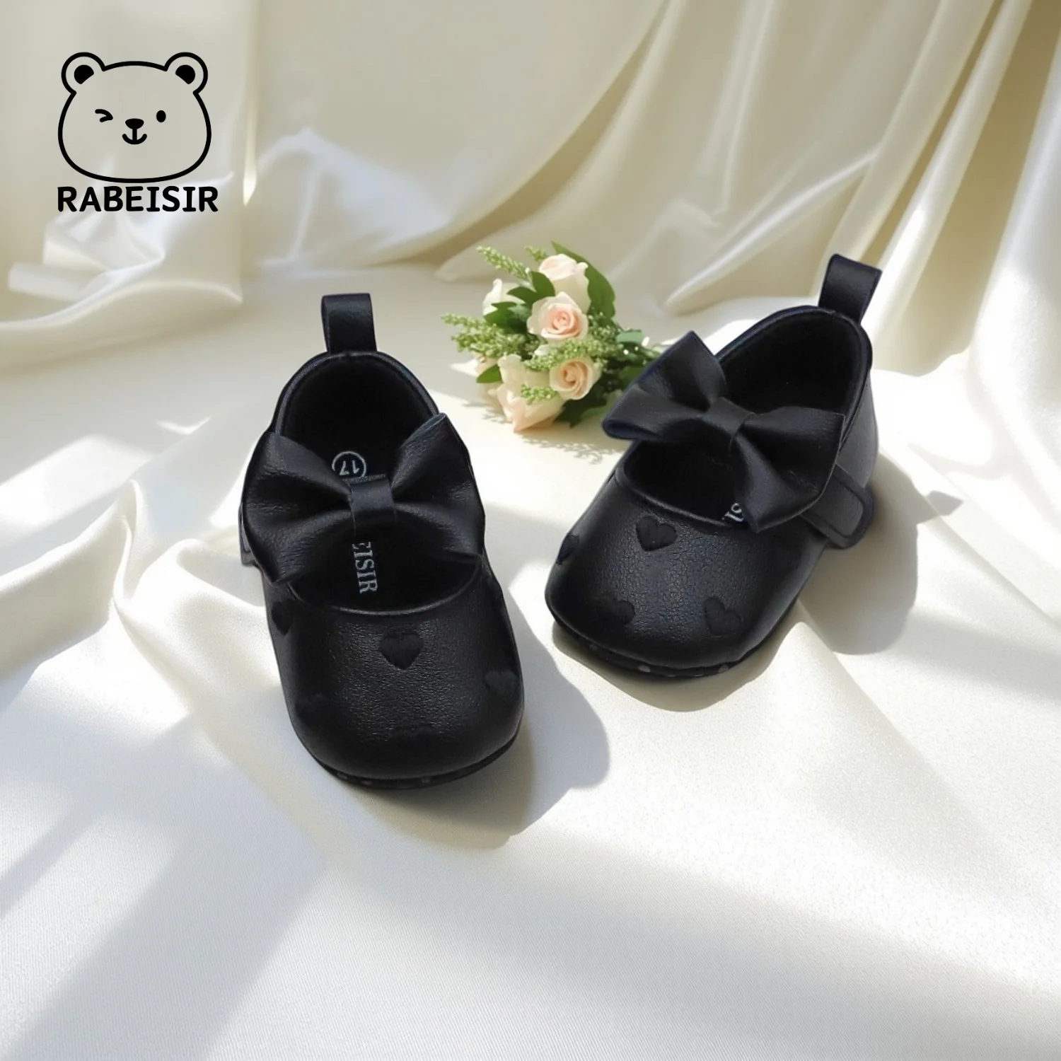 

Baby leather shoes, princess shoes, cute bow shaped learning shoes, soft soled baby shoes, women's shoes