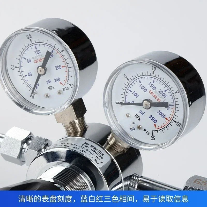 Regulador de Gas de Alta Pureza de Doble Etapa – Entrada CGA 580, Entrada de 0–250 bar / Salida de 0–15 bar, para N₂, Ar, He, CO₂