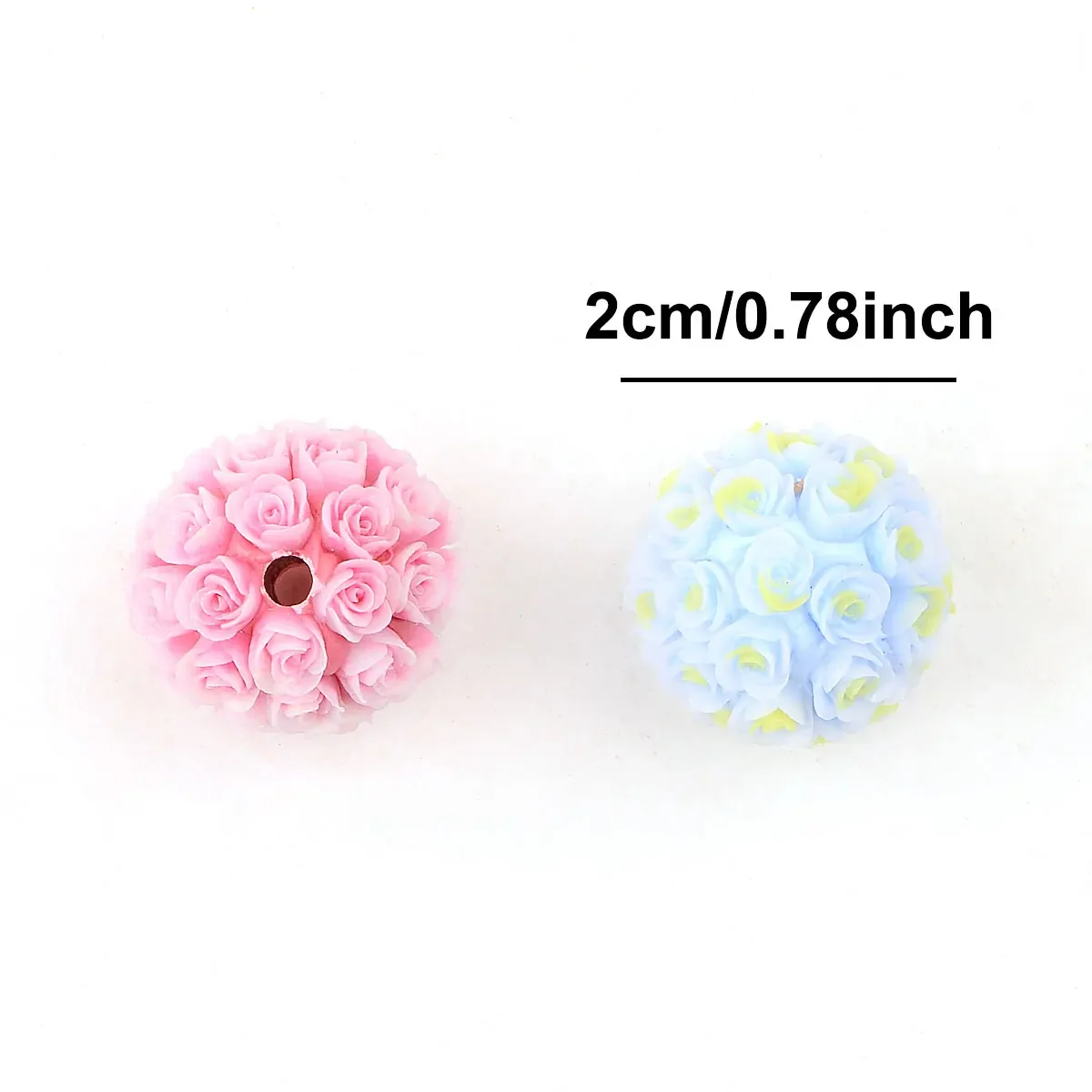 4pcs 2cm Random Color Mix Rose Shape Ball Beads Acrylic Beads High Quality DIY Pen Earrings Bracelets Necklace