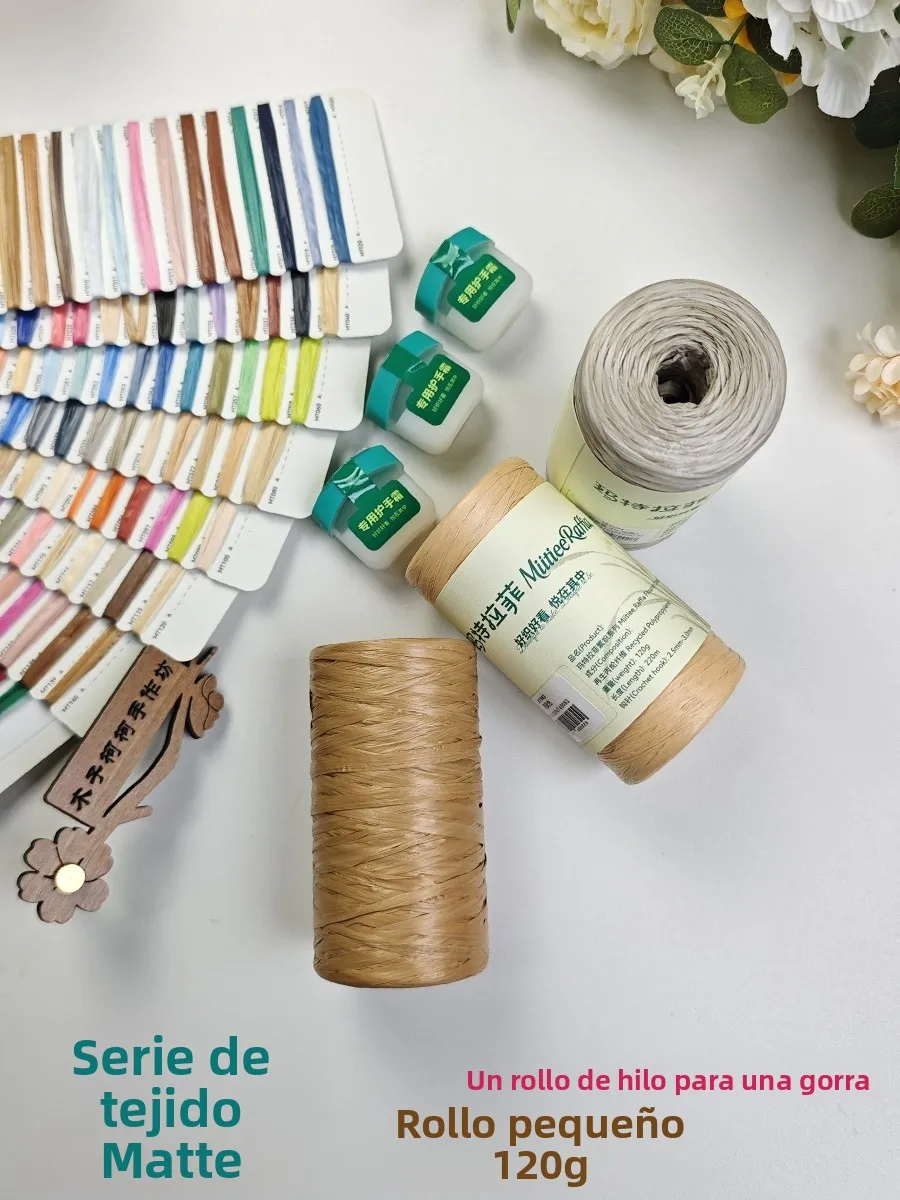 Hilo de algodón artificial Matra Fiber Twisted de 120g, rollo pequeño, para tejer con aguja de ganchillo, ideal para gorros f...