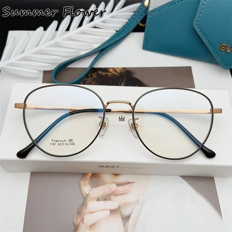 

Pure Titanium Eyeglasses Women Myopia Frame Trend Teens Minus Gafas Spectacle Round Men Fashion Super Quality Reading Glasses