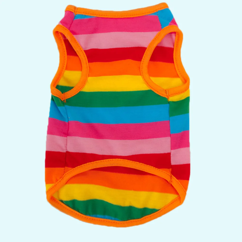 

Rainbow Pet Vest For Dogs, Clothes, Cute Puppy Waistcoat Bright Stripe Design, Lightweight Dog Wear For Walking