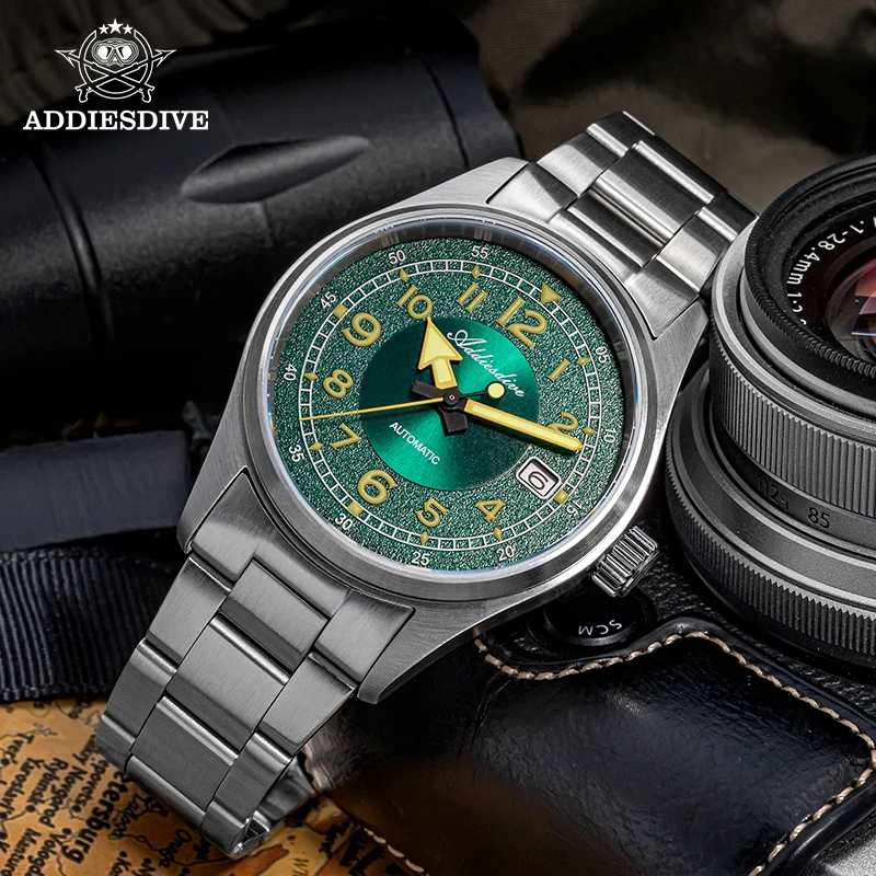 ADDIESDIVE Watch For Men New NH35 Automatic Sunburst Dial Sapphire Luminous 39mm Dress WristWatch 200m Waterproof Sport Watch