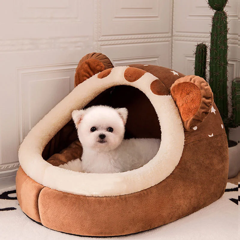 

Winter Dog Bed Self-Warming Puppy House Cozy Cat Sleeping Tent Cave Beds Indoor Kitten Nest Kennel Hut for Small Medium Cats