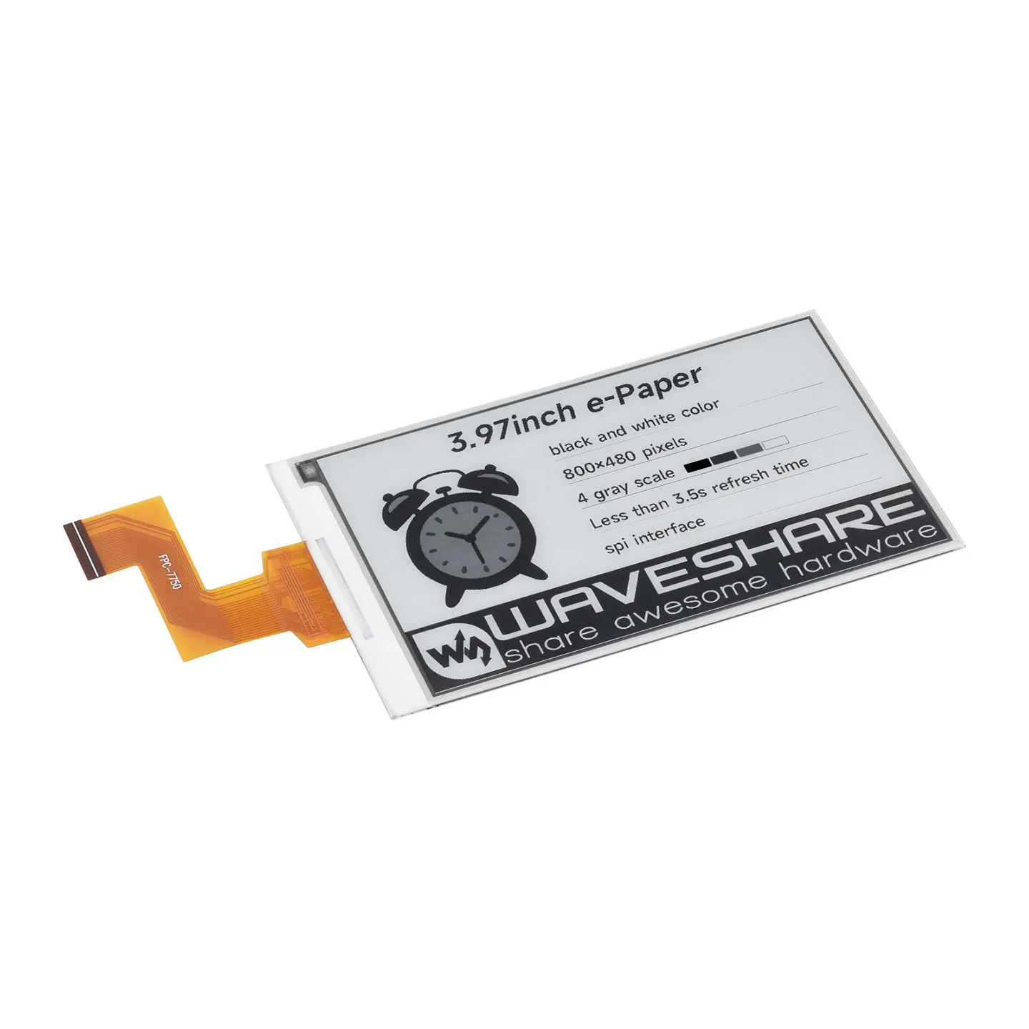 3.97 Inch E Paper Module Black White E Ink Display SPI Communication HAT Plus Standard