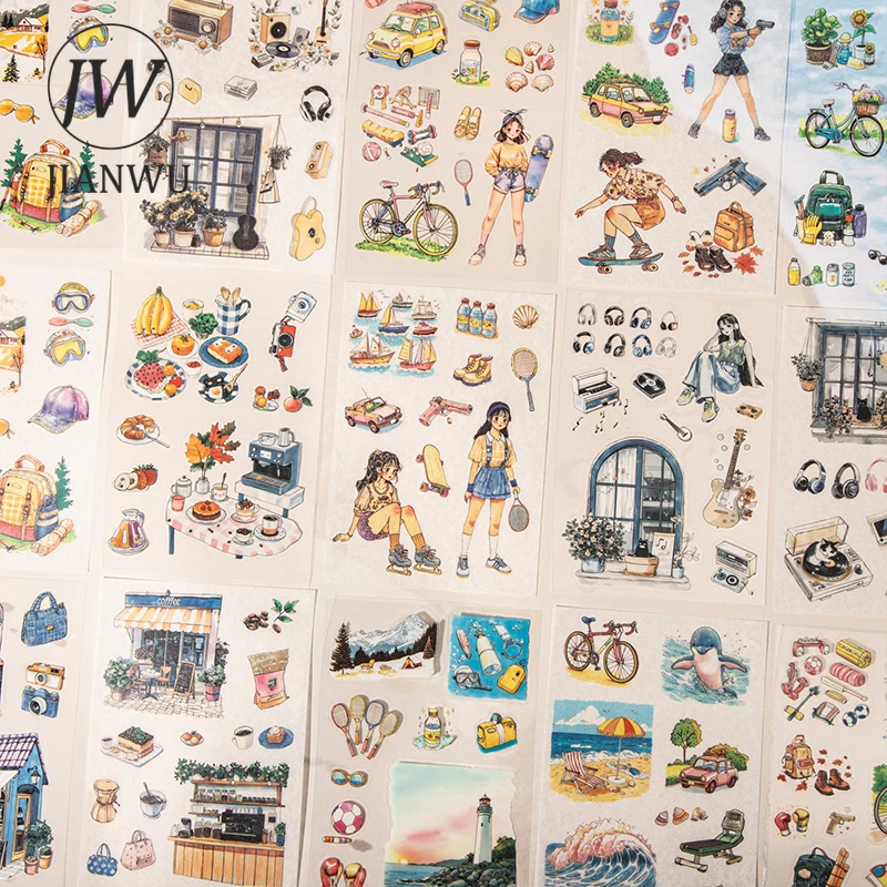 

JIANWU NiNi's Travel Plan Series Kawaii Girl персонаж пейзажный материал коллаж наклейка книга креативный DIY журнал канцелярские принадлежности