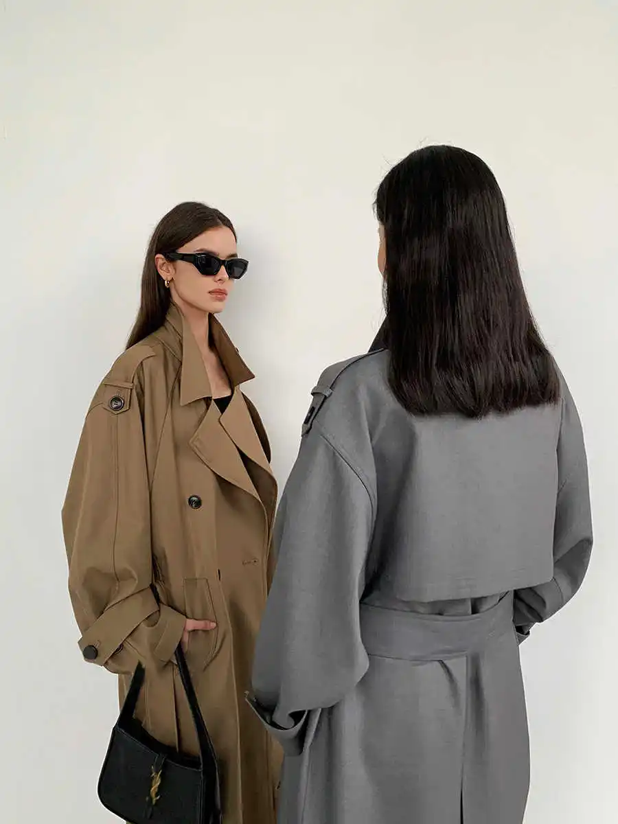 

British Style Fashionable Trench Coat For Women In Autumn And Winter, With A High-End And Loose Mid Length Coat