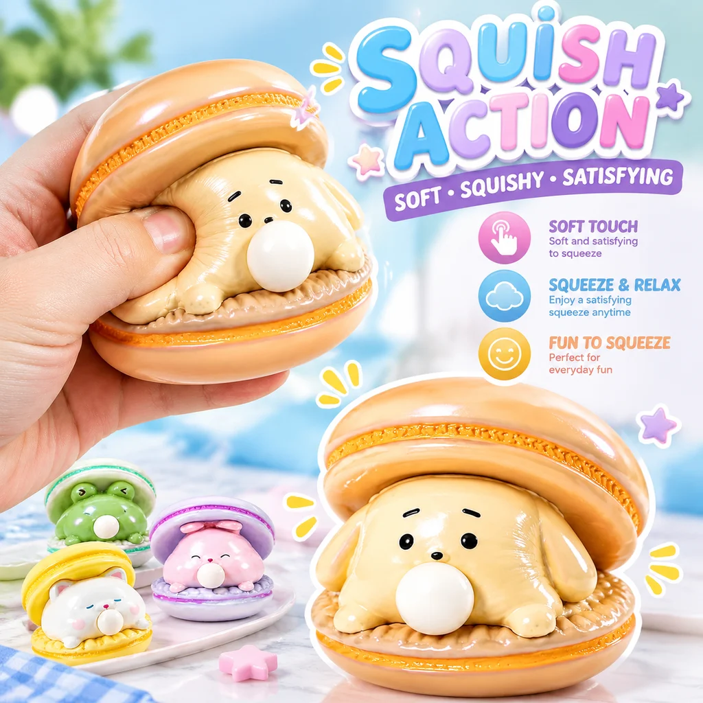 Squishy Burger Spit Bubble Stress Relief Toy Cute Animal Funny Pinch Anti-stress Squeeze Vent Toy Kids Creative Gift