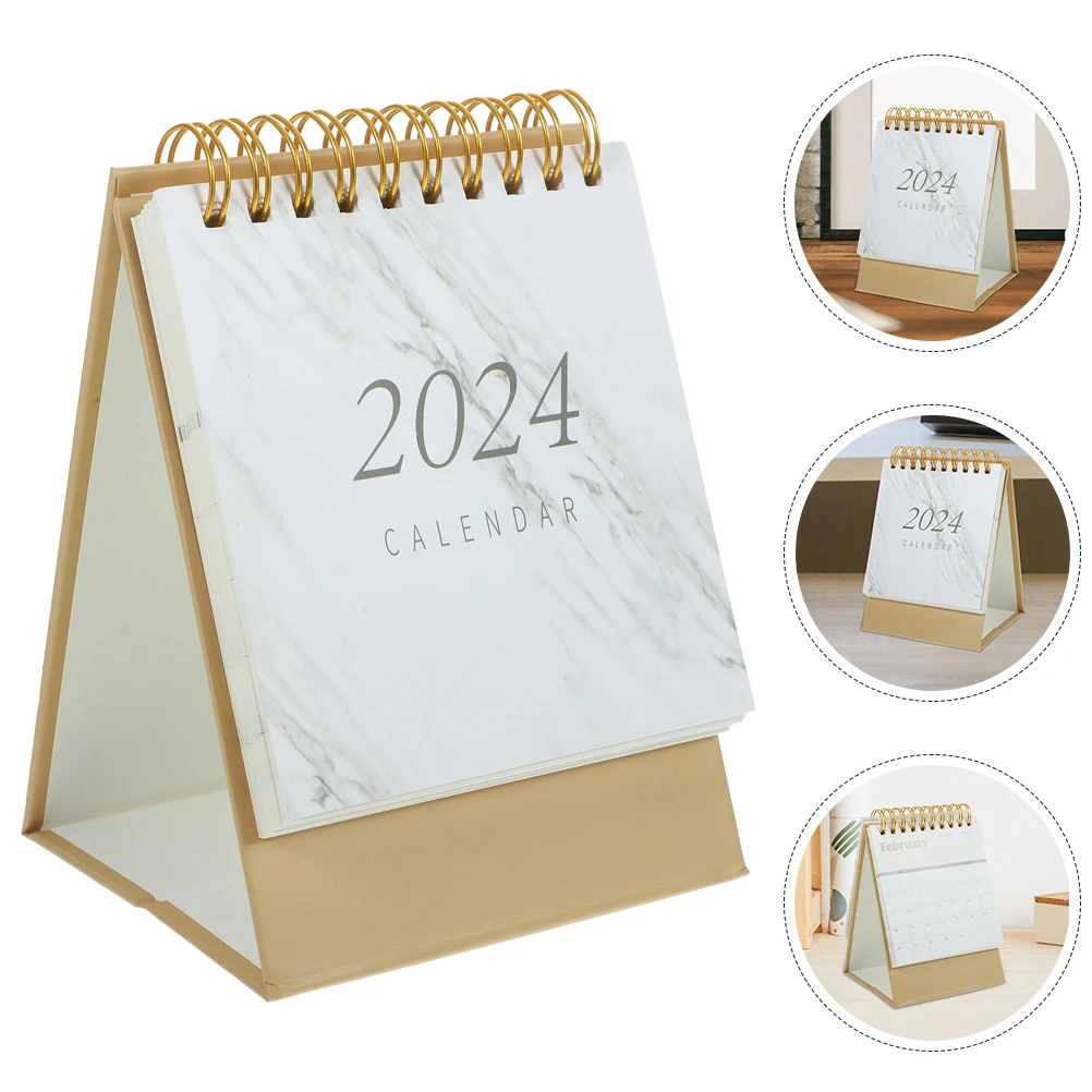 

Marble Desk Calendar Small Decor Office Desktop Decorations Daily Monthly Standing Marbling Work