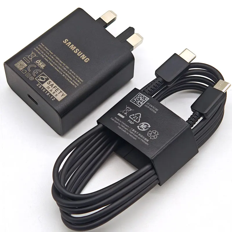 Cargador Samsung S26 de 60W con Enchufe UK, Adaptador de Carga Súper Rápida PD para Galaxy S25 S24 S23 S22 S21 S20 Ultra Plus Z Flip Fold 7 6 5 4 3