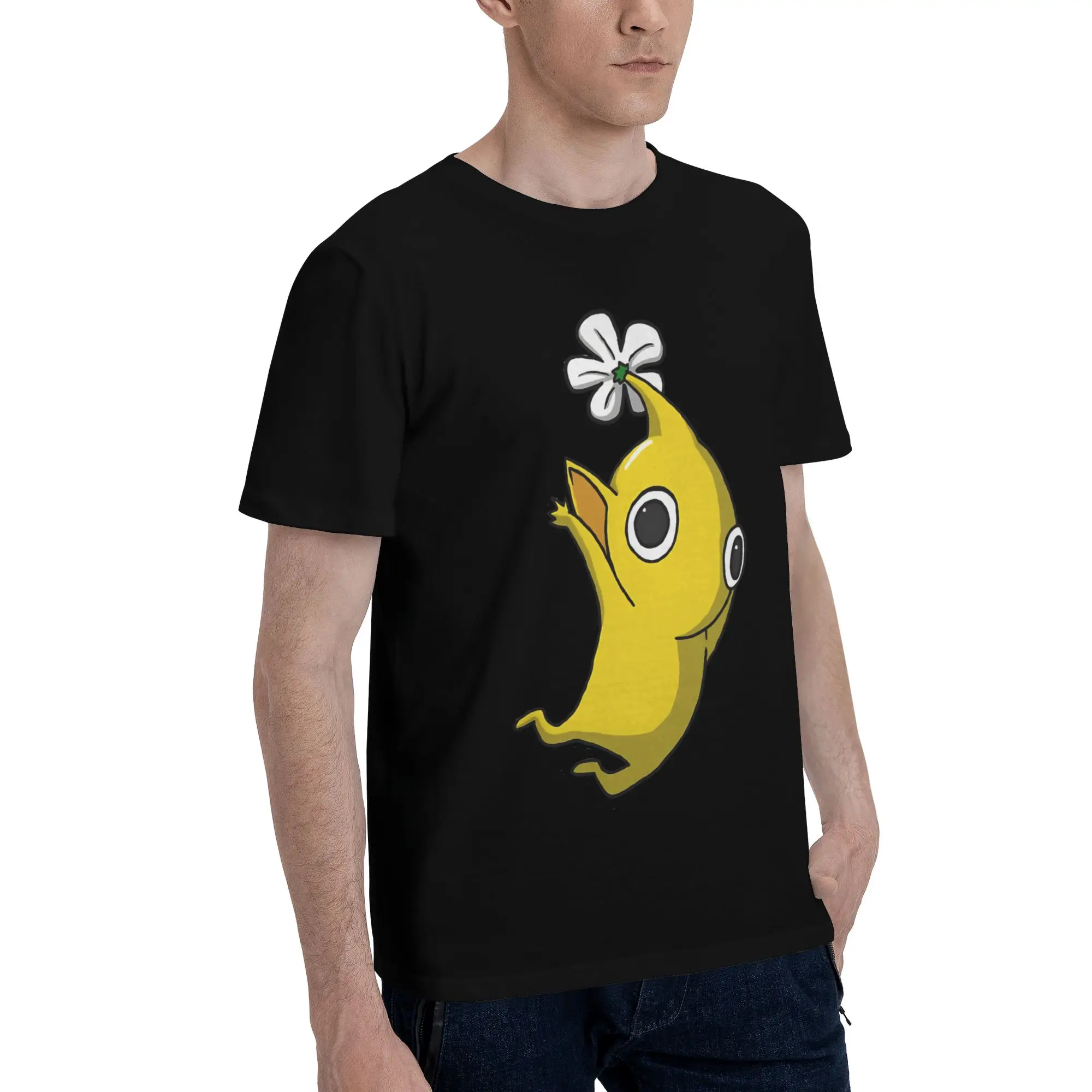 Yellow Jumping Pikmin Men's T Shirt Pikmin  Crazy Tee Shirt Short Sleeve Crew Neck Pure Cotton Summer Tops T-Shirt