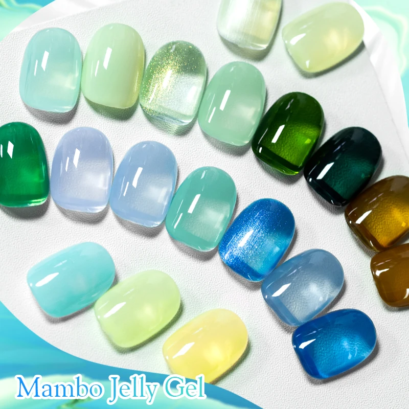 7ml Summer Hot Sale Mint Mambo Series Blue Green Jelly Gel Nail Polish 20 Colors New Summer Ice Clear Transparent Gel Varnish
