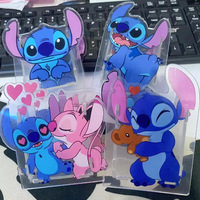 Stitch Acrylic Pen Holder Cute Cartoon Desk Organizer for School Office Supplies Simple Style Stationery Storage Container