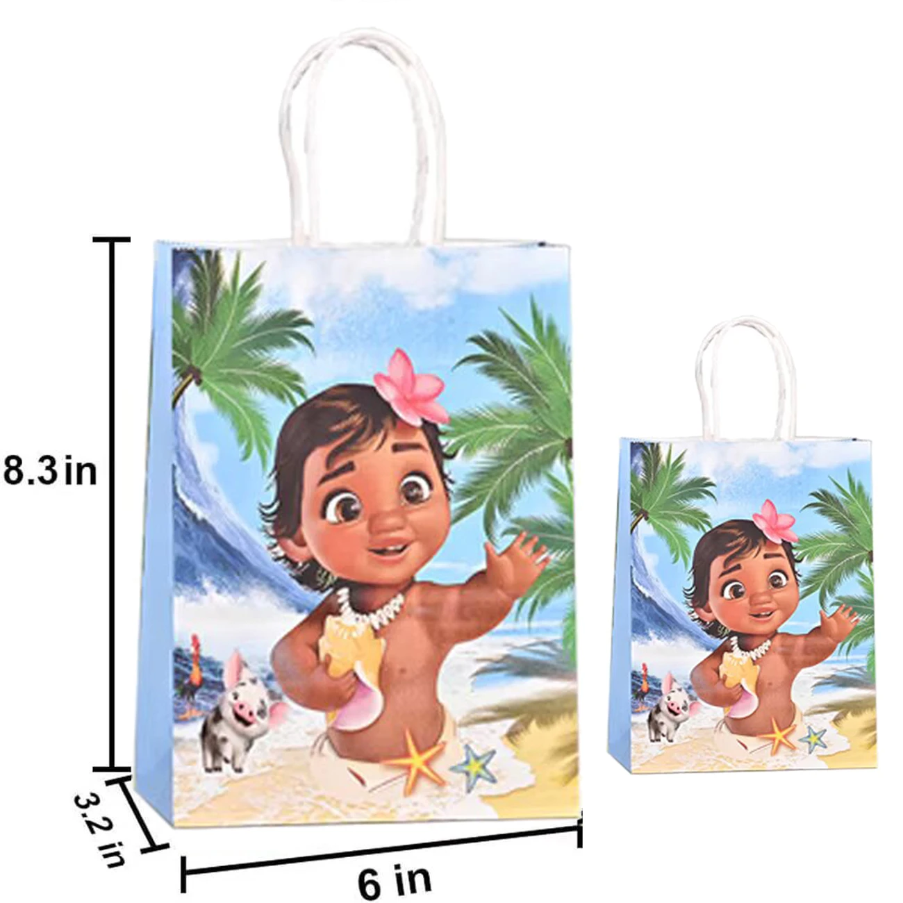 1/3/6pcs Disney Moana Party Paper Handle Bag Gift Packaging Bag Kid Ocean Princess Birthday Decoration Baby Shower Party Supplie