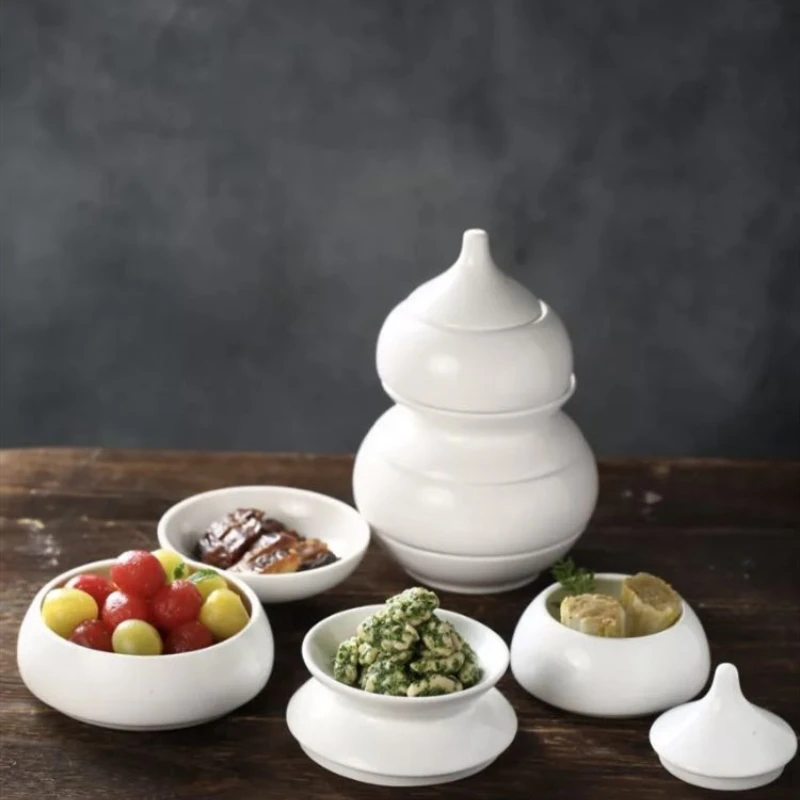 Four-layer Five-layer Gourd Ceramic Artistic Conception Dish Tableware Hotel Restaurant Kitchen Molecular Cooking Plate